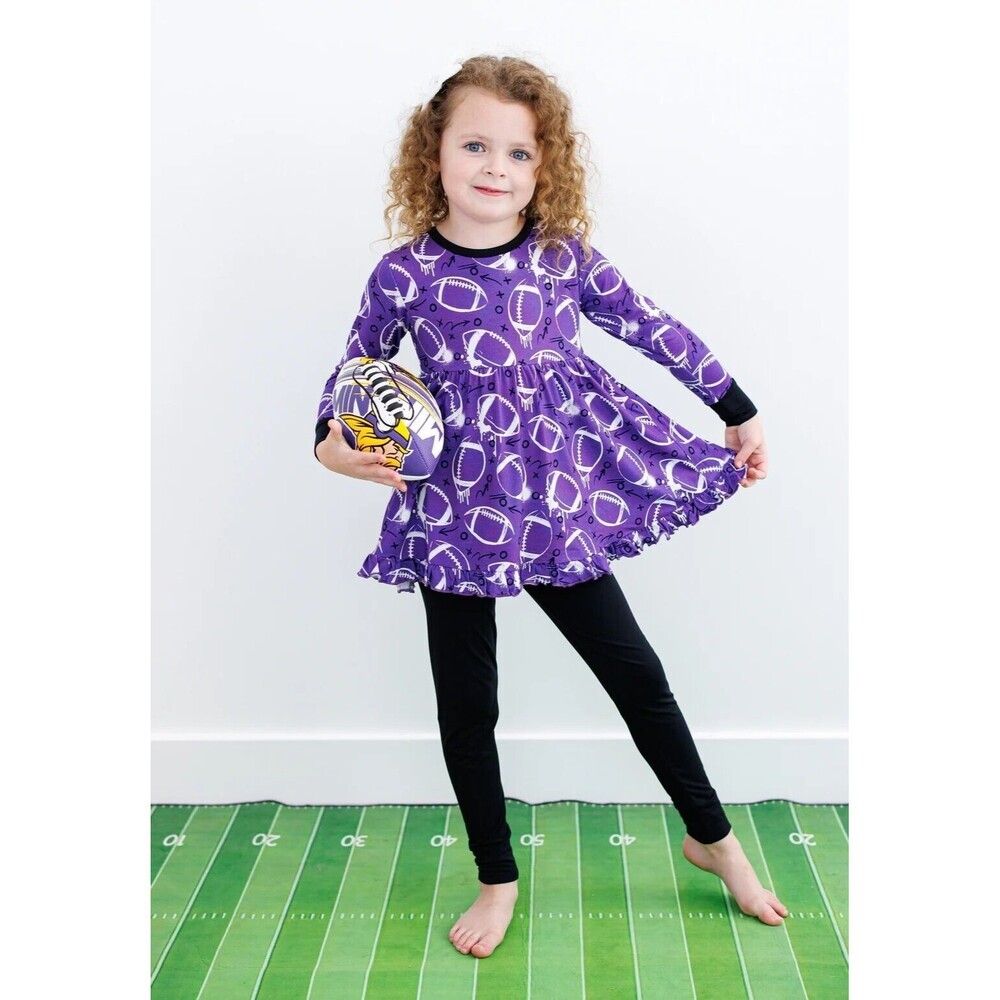 Birdie Bean Girls 6T Peplum Top + leggings Ruffle NWT Bamboo Graffiti Football